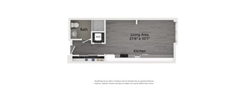 A studio 1 bath floor plan 465 square feet